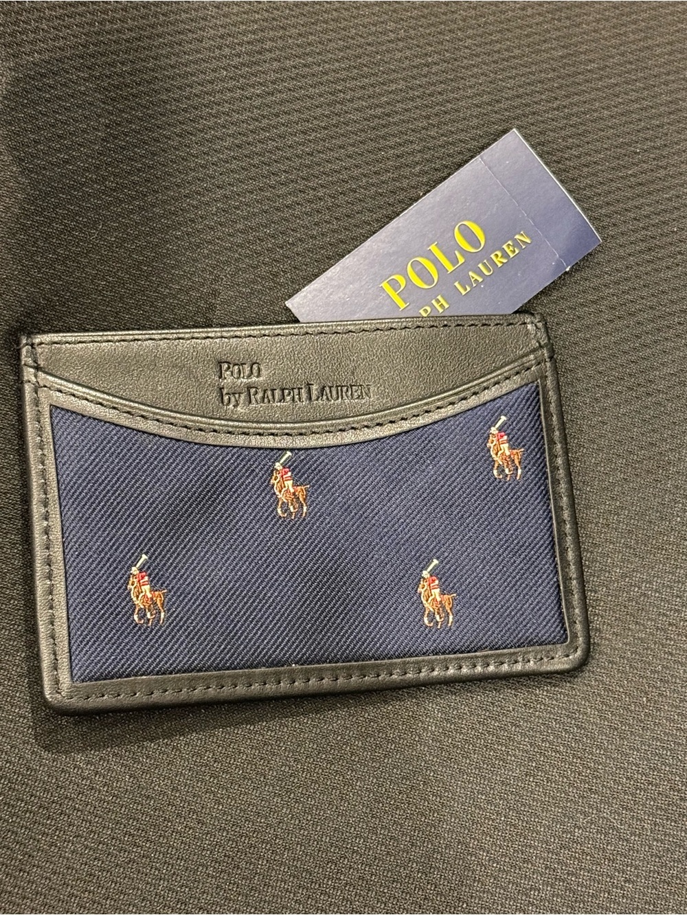 Polo by Ralph Lauren Navy & Black Card Holder - Embroidered Polo Logo NWT
